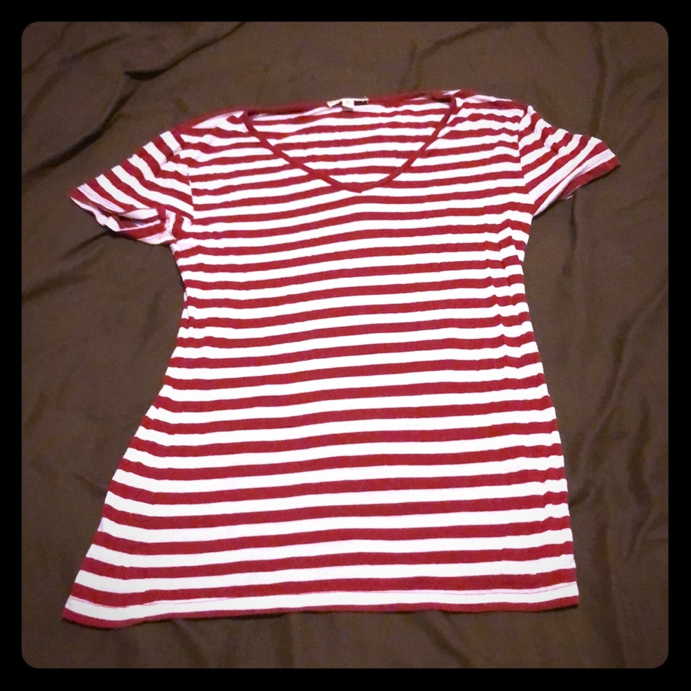 Red and white striped cotton shirt